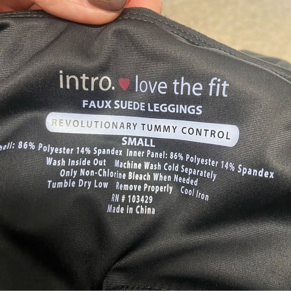 Intro Love the Fit Faux Suede Leggings Size S Black High Rise Tummy Control Fall - Picture 11 of 11